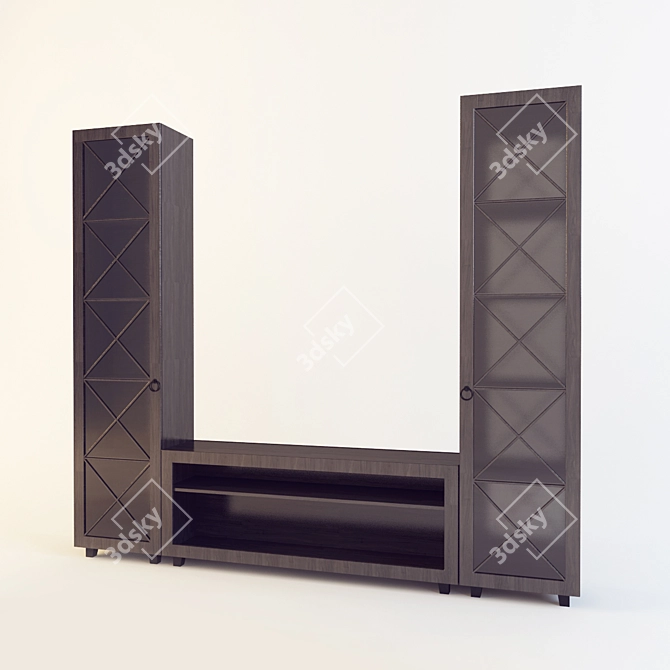 Glass Cross Wardrobe: 500mm x 345mm x 2180mm 3D model image 1