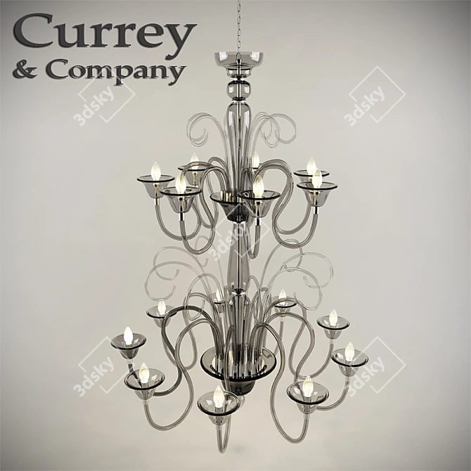 Elegant Bronze Chandelier: Currey & Company 9151 3D model image 1