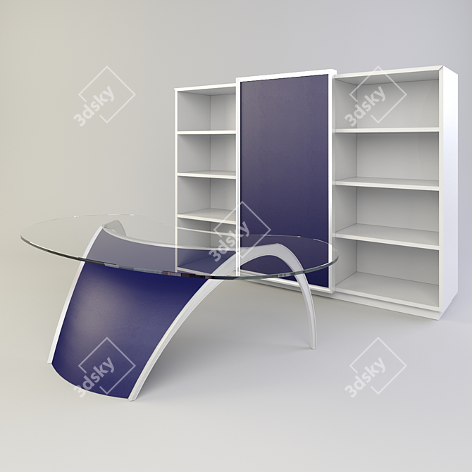 Luna Executive Desk & Cabinet Set 3D model image 1
