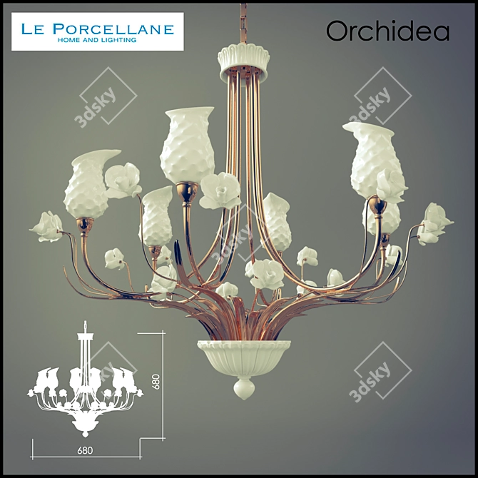 Orchidea Luminary: Porcelain Elegance 3D model image 1
