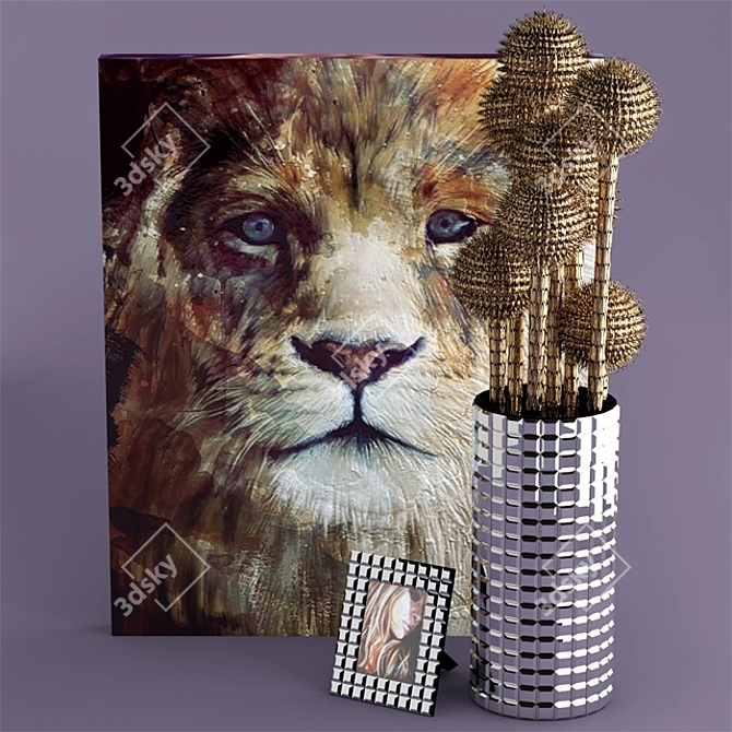 Reflective Elegance: Mirrored Vase & Picture Frame 3D model image 1