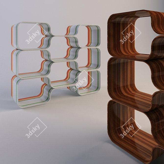 Modern Steel Shelves 3D model image 1