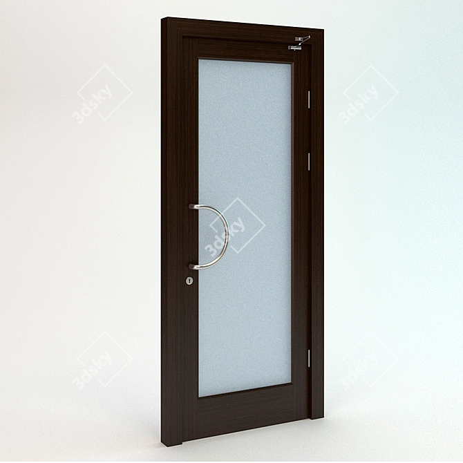 Elegant Wenge Door with Bronze Satin Glass 3D model image 1