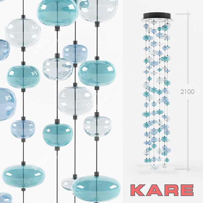 Kare Bubbles Blue Pendant Light 3D model image 1
