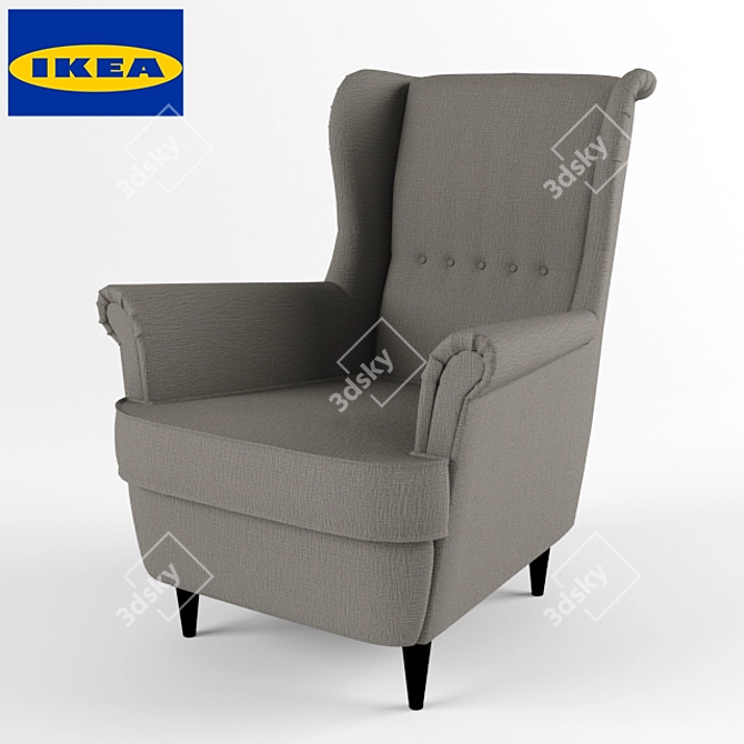 Swan Grey Strandmon Armchair 3D model image 1