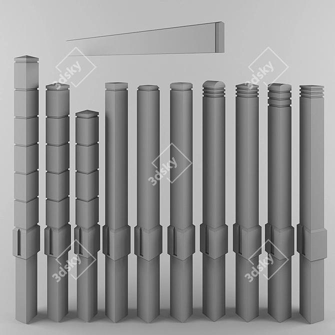 Sturdy Concrete Gate Posts 3D model image 1