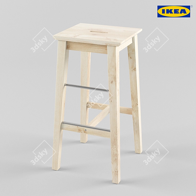 IKEA Bosse: Birch Wood Tall Stool 3D model image 1