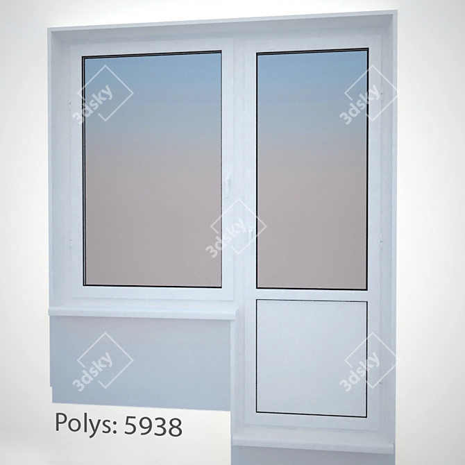 Versatile Plastic Window with Door | Custom Sizes 3D model image 1