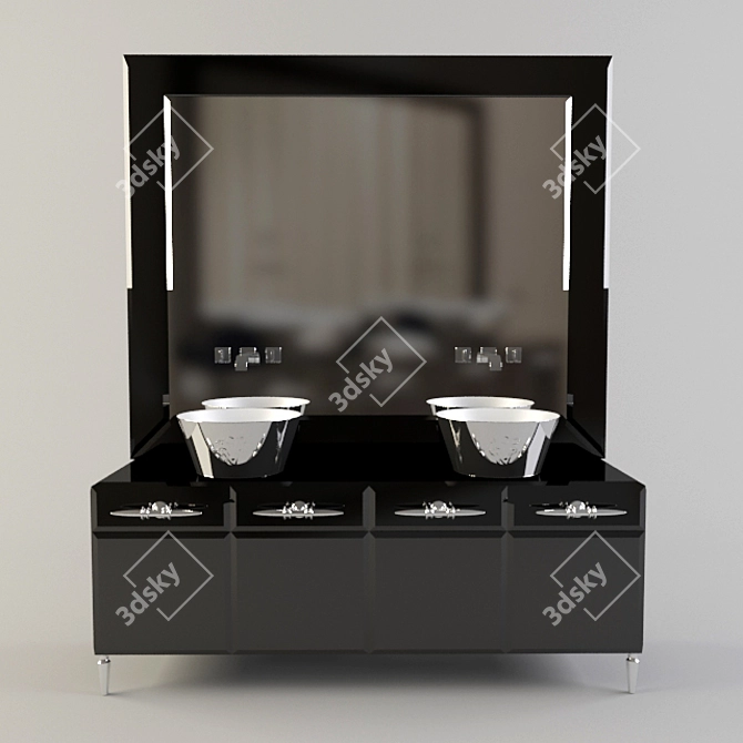 IPE CAVALLI Marienbad: Elegant Wood and Metal Display Cabinet 3D model image 1