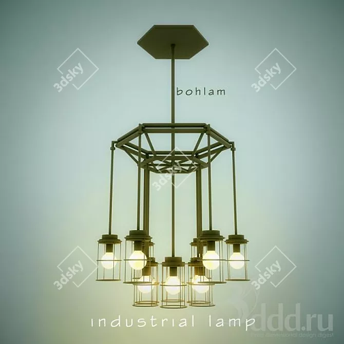 Vintage Industrial Desk Lamp 3D model image 1