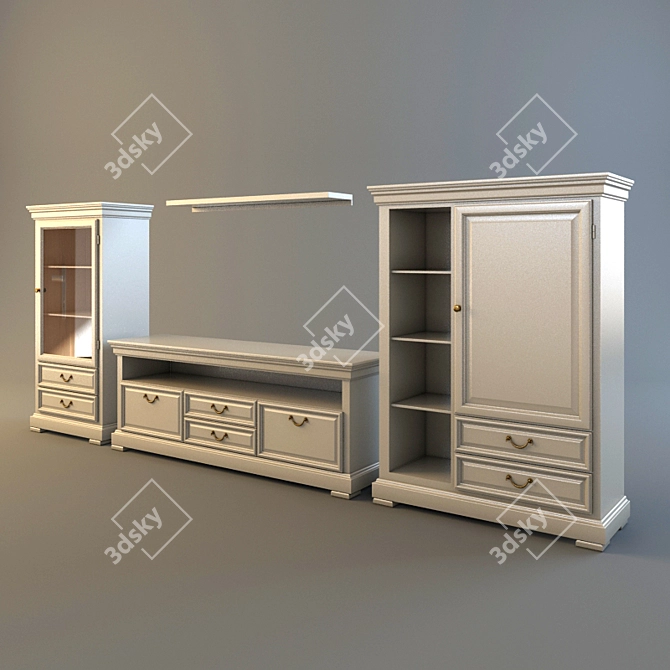 Elegant Selva Mirabeau TV Console 3D model image 1