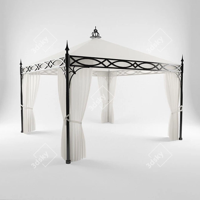 Elegant Iron Gazebo 3D model image 1