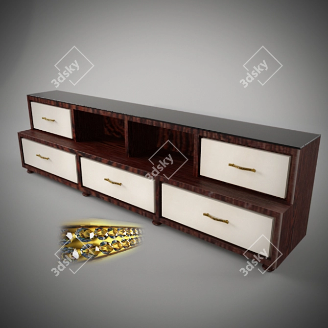 Modern Glass TV Console 3D model image 1