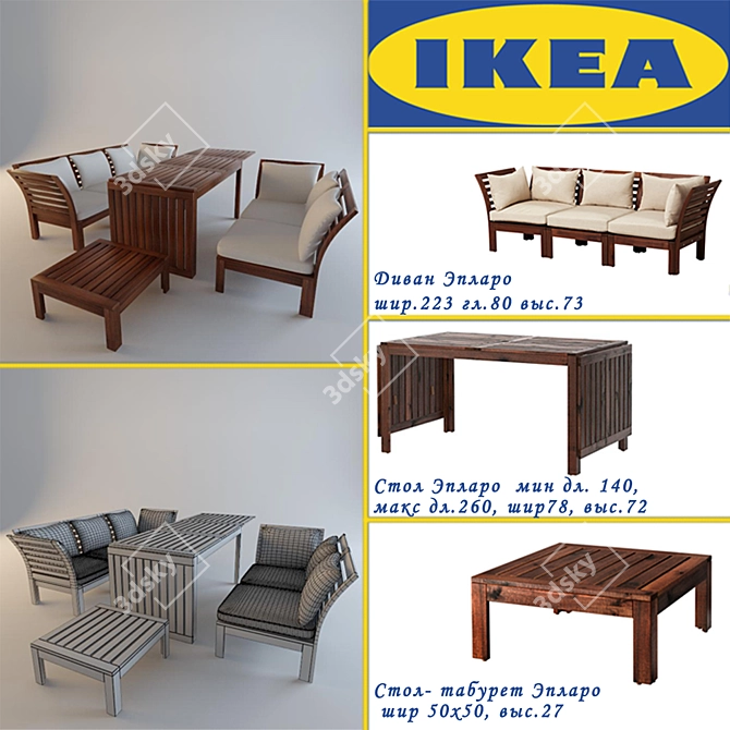 Versatile Eplaro: Table, Couch, Stool 3D model image 1
