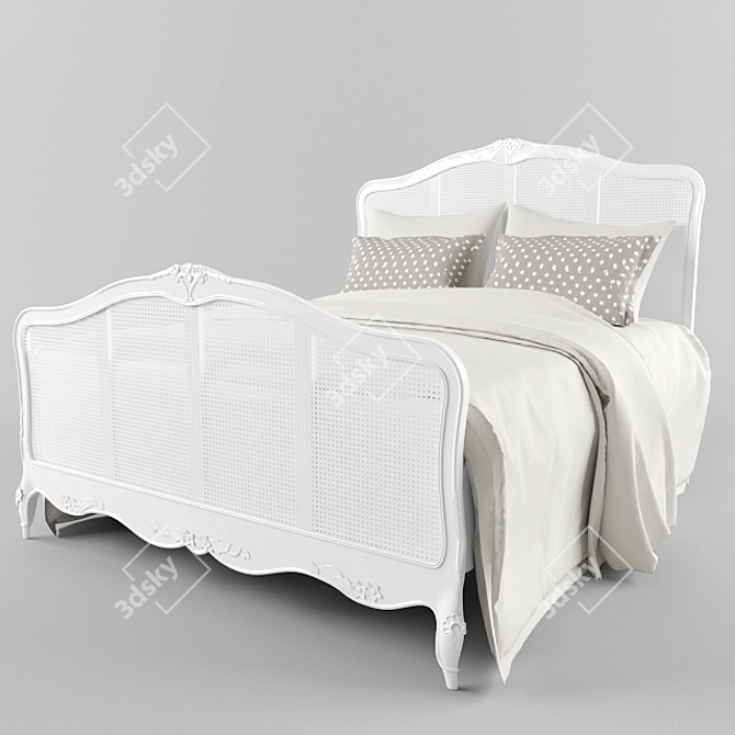 Shabby Chic Elliana Queen Cane Bed 3D model image 1
