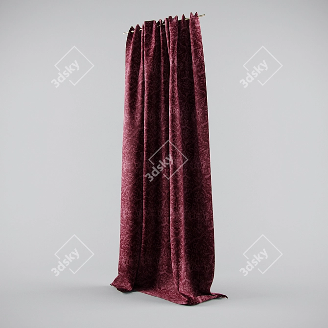 Luxury Velvet Curtain with Classic Design 3D model image 1