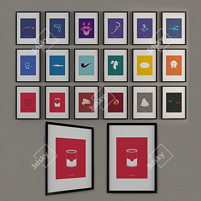Elegant Framed Art Prints 3D model image 1