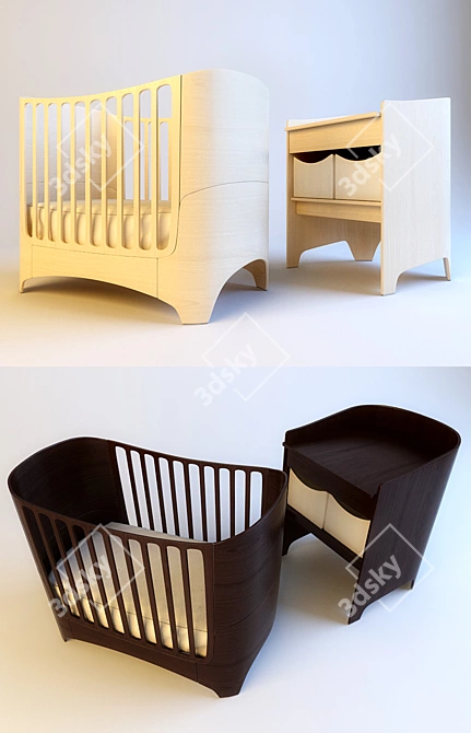 Leander: Stylish & Functional Baby Cot 3D model image 1