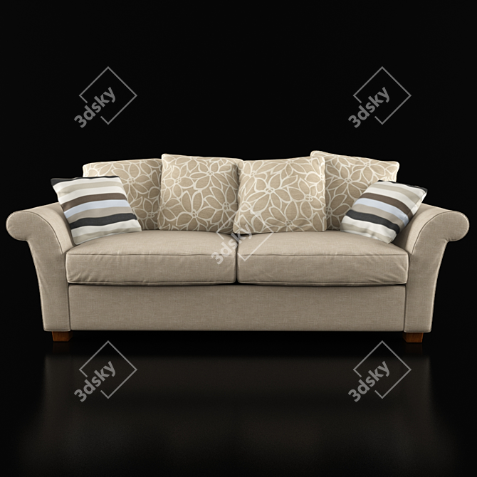 Tuuli 3-Seater Sofa: Mid-Century Scandinavian Elegance 3D model image 1