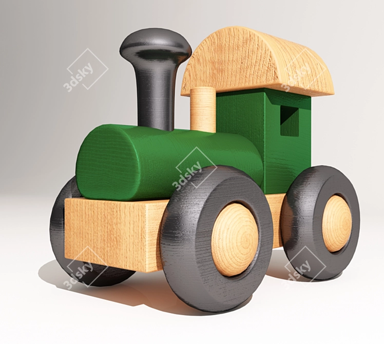 Title: Wooden Choo-Choo Train 3D model image 1