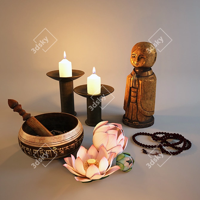 Exquisite Tibetan Decor Set 3D model image 1