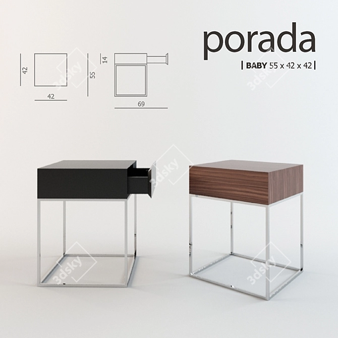 Porada Baby Bedside Table 3D model image 1