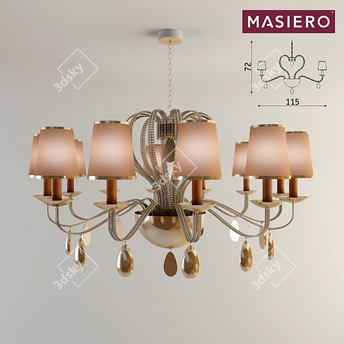 Elegant Ivory Glass Chandelier 3D model image 1