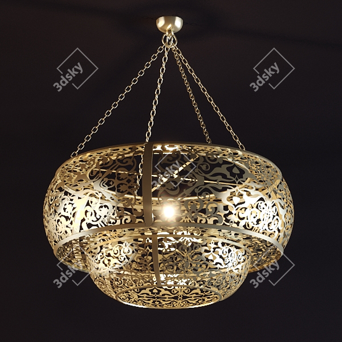 Exquisite Brass Eastern Chandelier 3D model image 1
