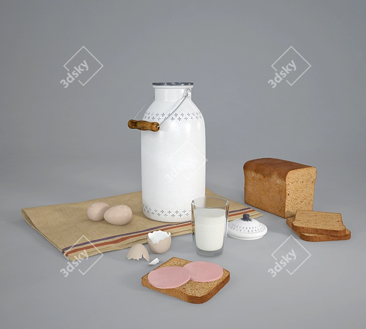 Hearty Morning Feast 3D model image 1