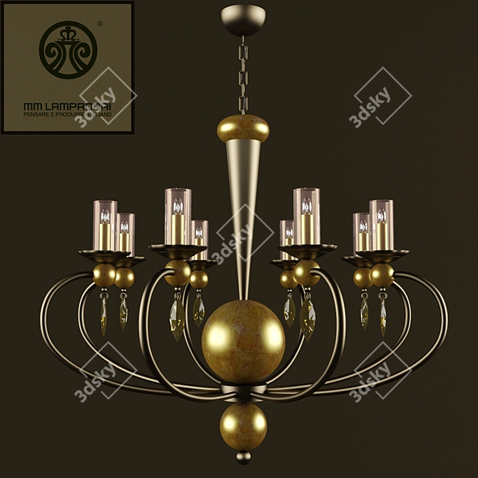 Handcrafted Murano Glass Chandelier 3D model image 1