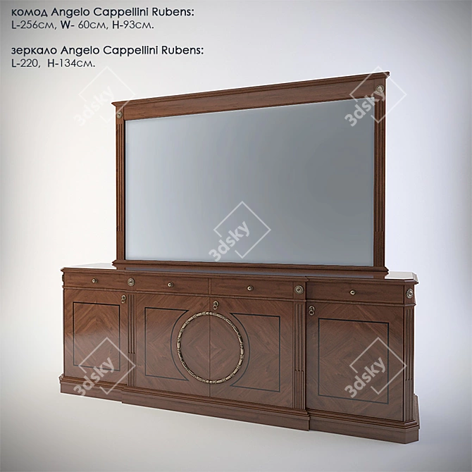 Elegant Angelo Cappellini Rubens Dresser & Mirror Set 3D model image 1