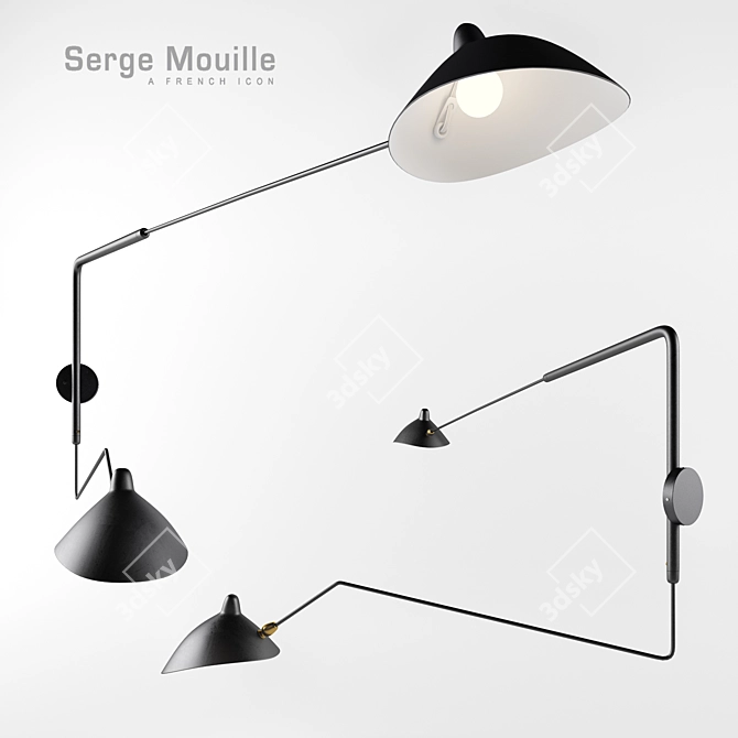 Serge Mouille 2-Arm Sconce 3D model image 1