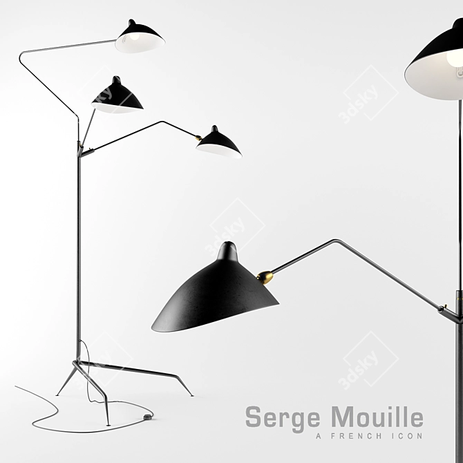 Title: Sleek 3-Arm Floor Lamp 3D model image 1