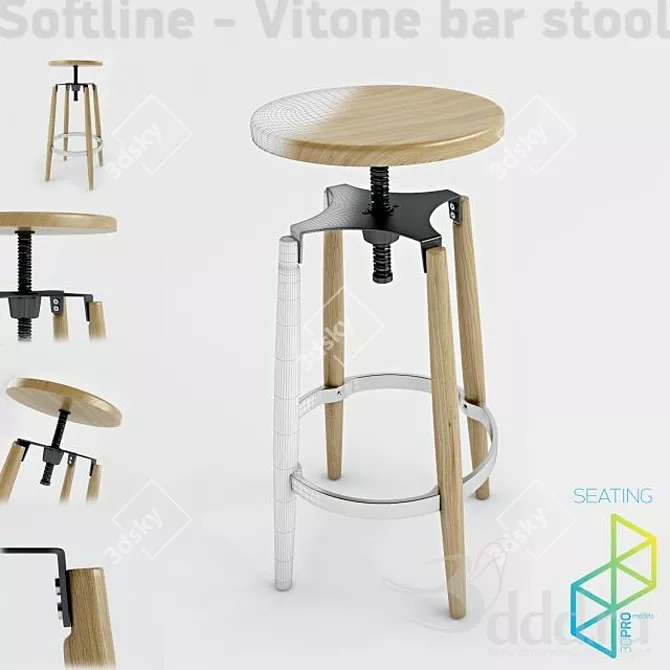 Modern Piano Inspired Bar Stool 3D model image 1