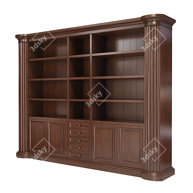 Elegant Canova&Rialto Bookcase: L-3150mm, W-490mm, H-2360mm 3D model image 2