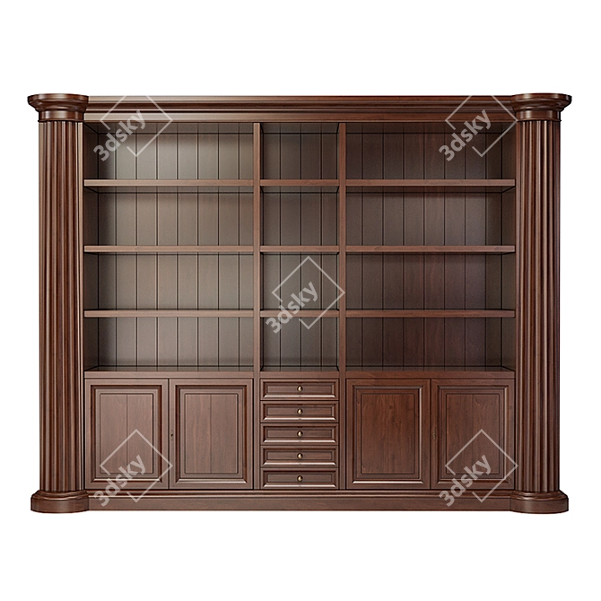 Elegant Canova&Rialto Bookcase: L-3150mm, W-490mm, H-2360mm 3D model image 3