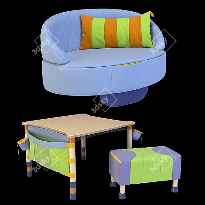 Haba Children's Furniture Set - Bed, Wardrobe, Chair, Table, and More! 3D model image 5