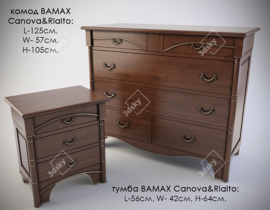 Elegant Chest of Drawers: Bamax Canova & Rialto 3D model image 1