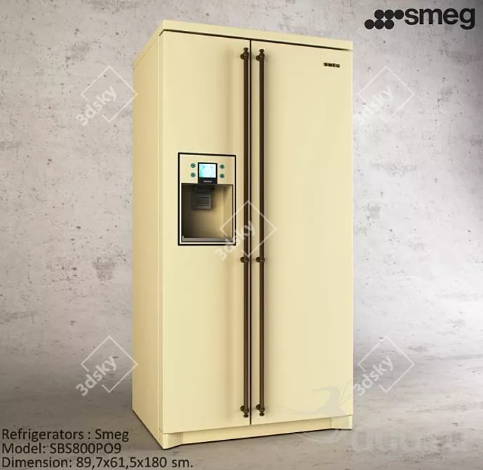 Sleek and Stylish SMEG Fridge 3D model image 1