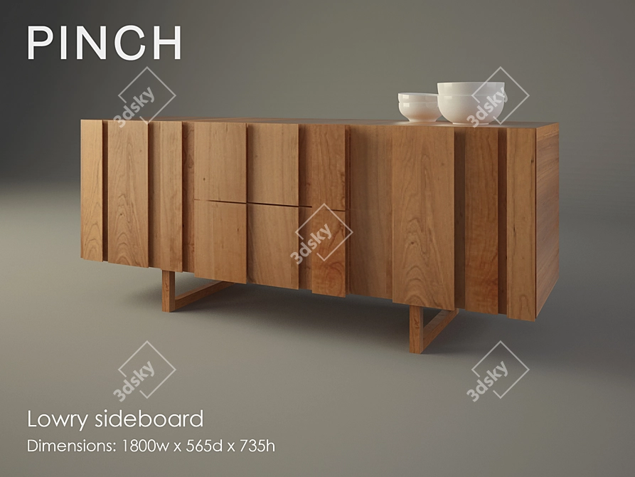 Minimalist Wooden Lowry Sideboard 3D model image 1