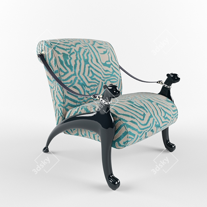 Lion-Themed Armchair 3D model image 1