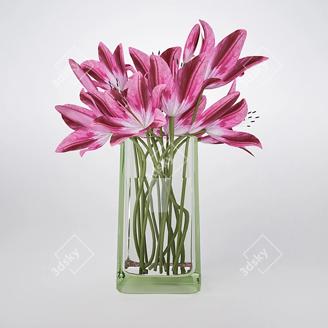 Pink Lily Bouquet: FBX Included 3D model image 1