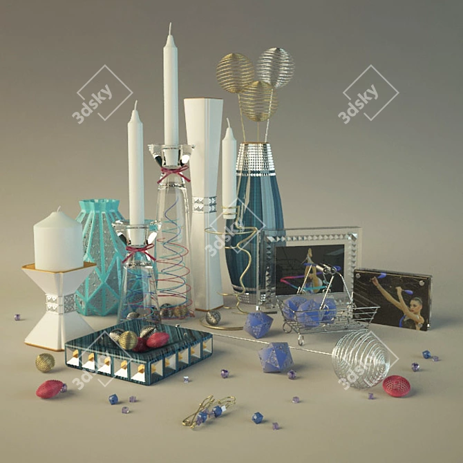 Elegant Home Décor Set 3D model image 1