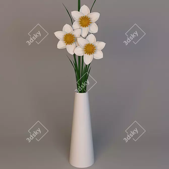 Spring Blooms in Vase 3D model image 1