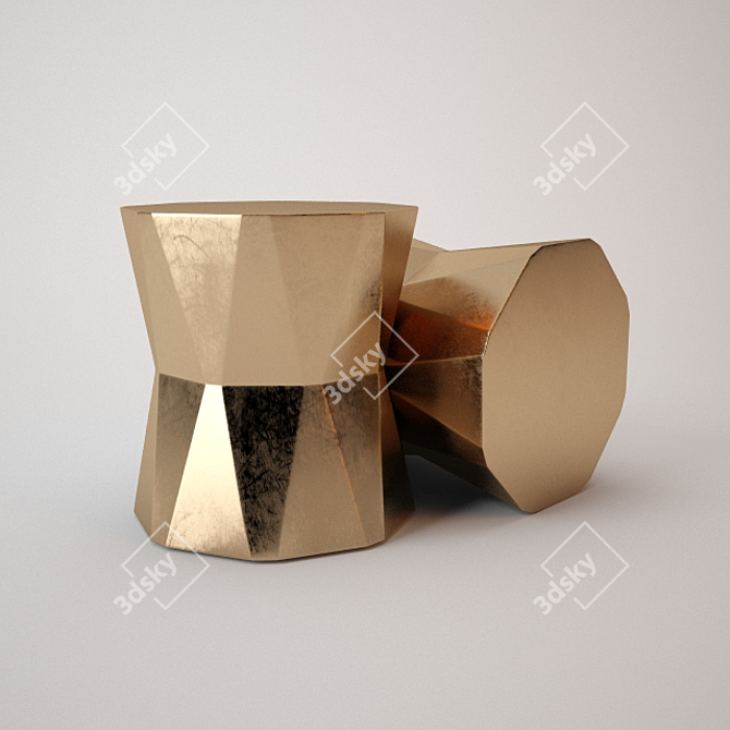 Elegant Faceted Ceramic Side Table 3D model image 1
