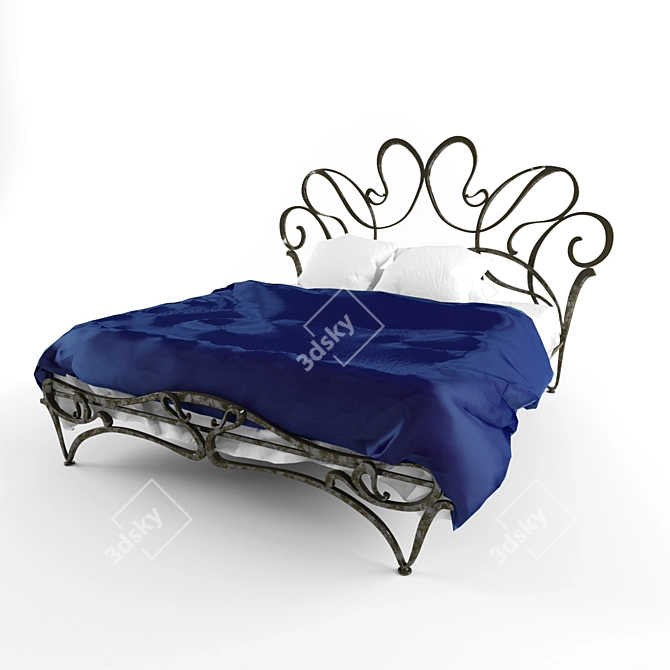 Elegant Iron Bed 3D model image 1