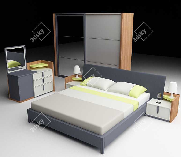 Elegant Dogtas Bedroom Flat 3D model image 1