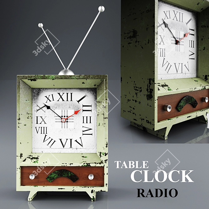 Versatile Table Clock Radio 3D model image 1