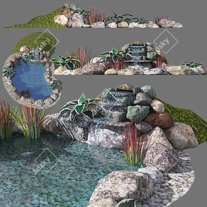 Title: Alpine Waterfall: Enhanced 2021 Model 3D model image 4