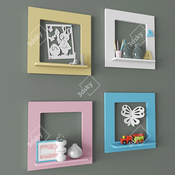Title: Crafty Kids Display Shelves 3D model image 1